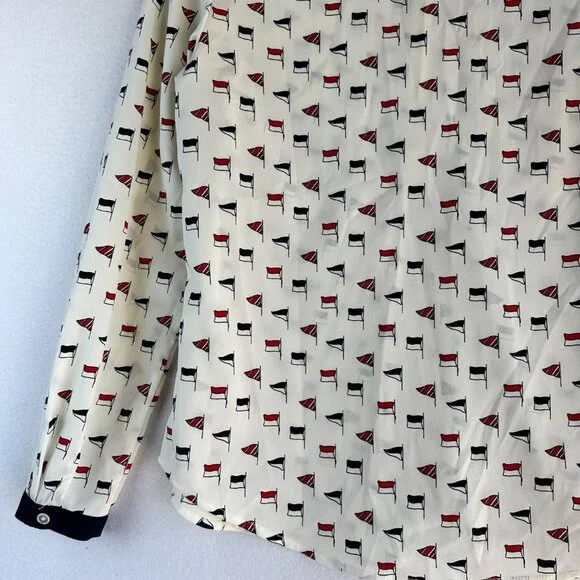 Talbots Shirt Womens Size 6 Petite Small Cream Nautical Coastal Blouse Travel - Picture 12 of 13